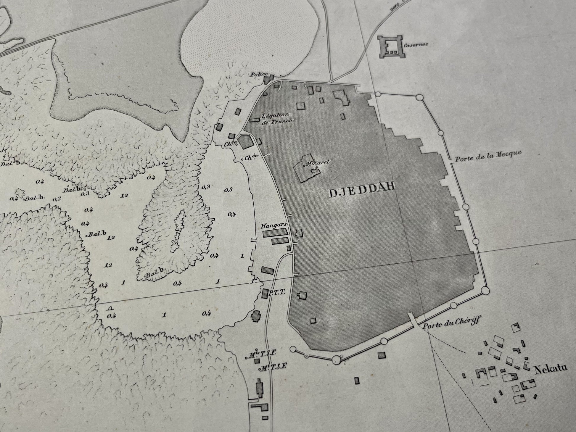 Carte marine ancienne Djeddah Mer Rouge