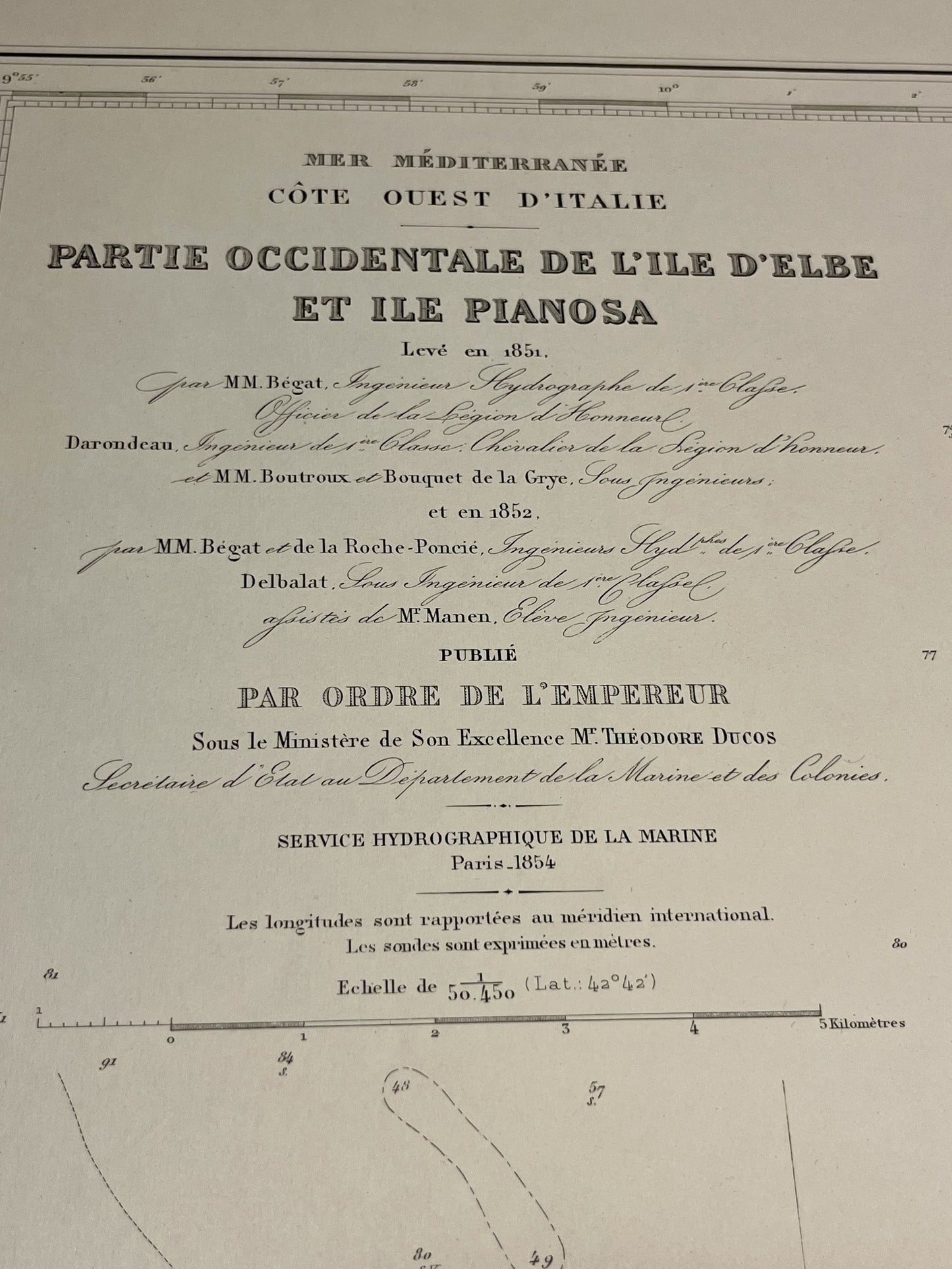 Carte marine ancienne Elbe Pianosa