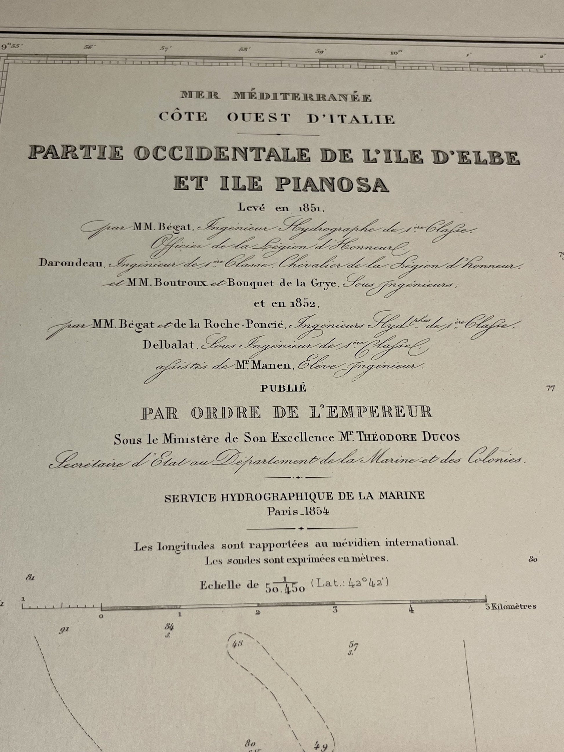 Carte marine ancienne Elbe Pianosa