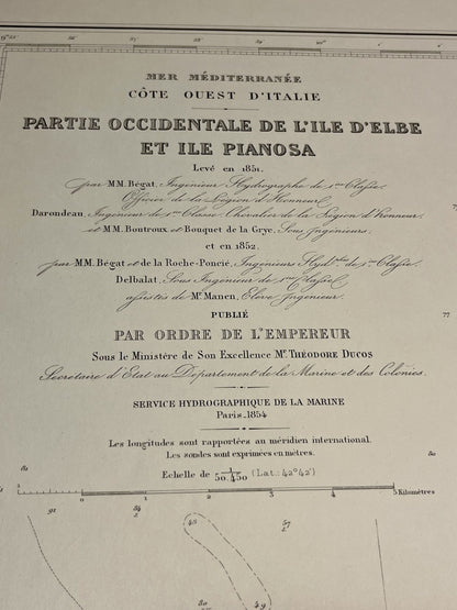 Carte marine ancienne Elbe Pianosa