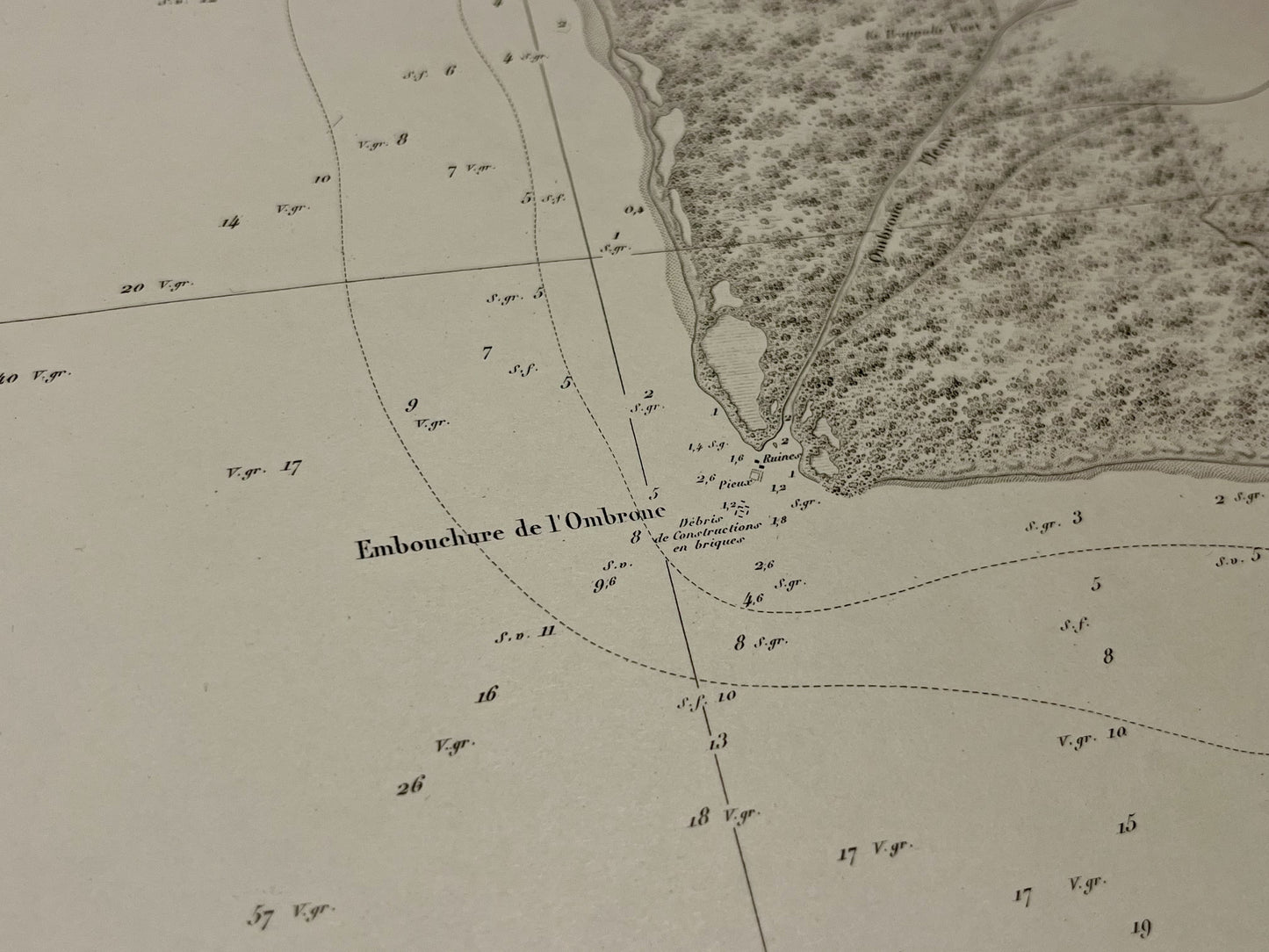 Carte marine ancienne Embouchure Ombrone