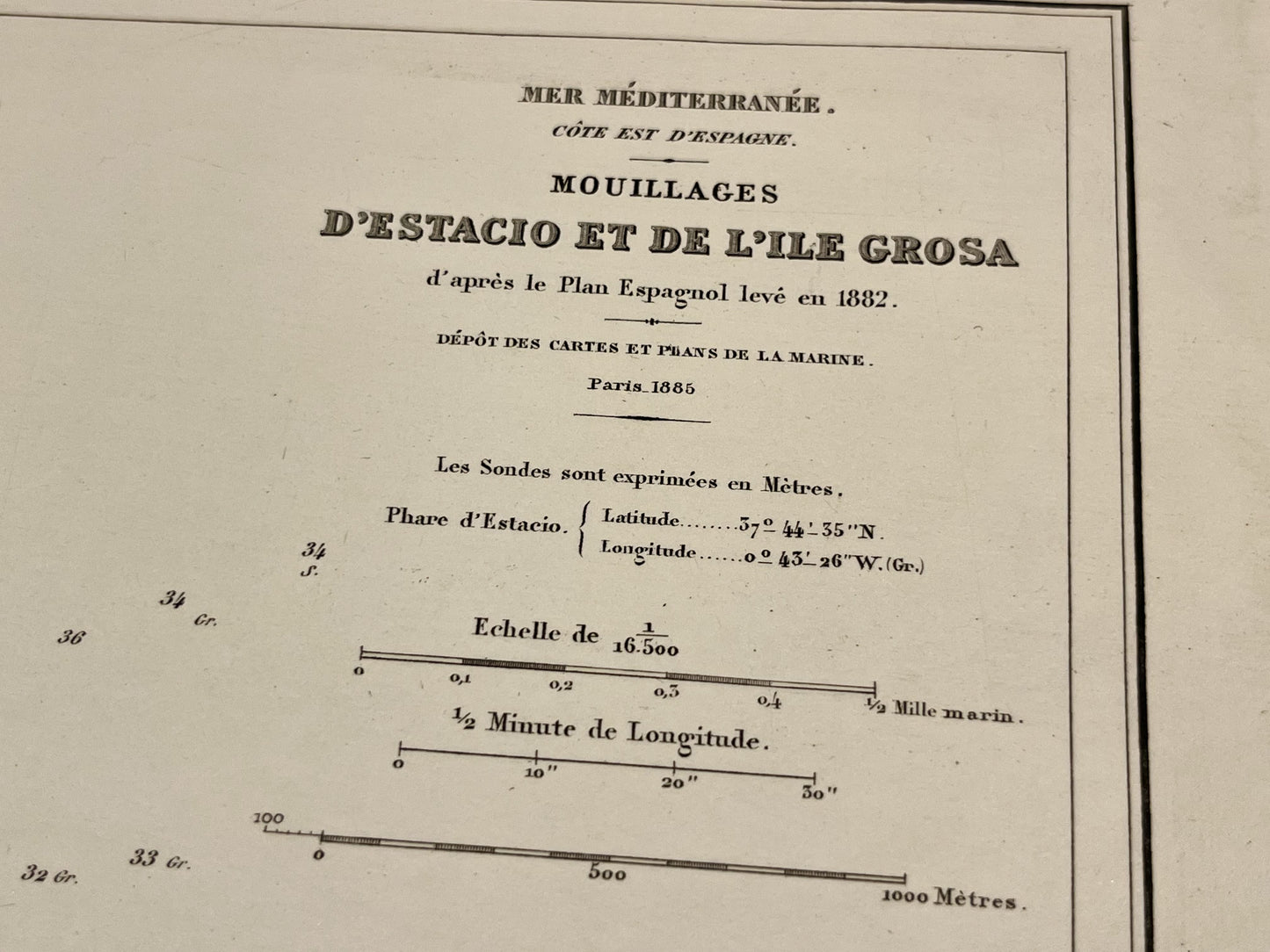 Carte marine ancienne Estacio Ile Grosa