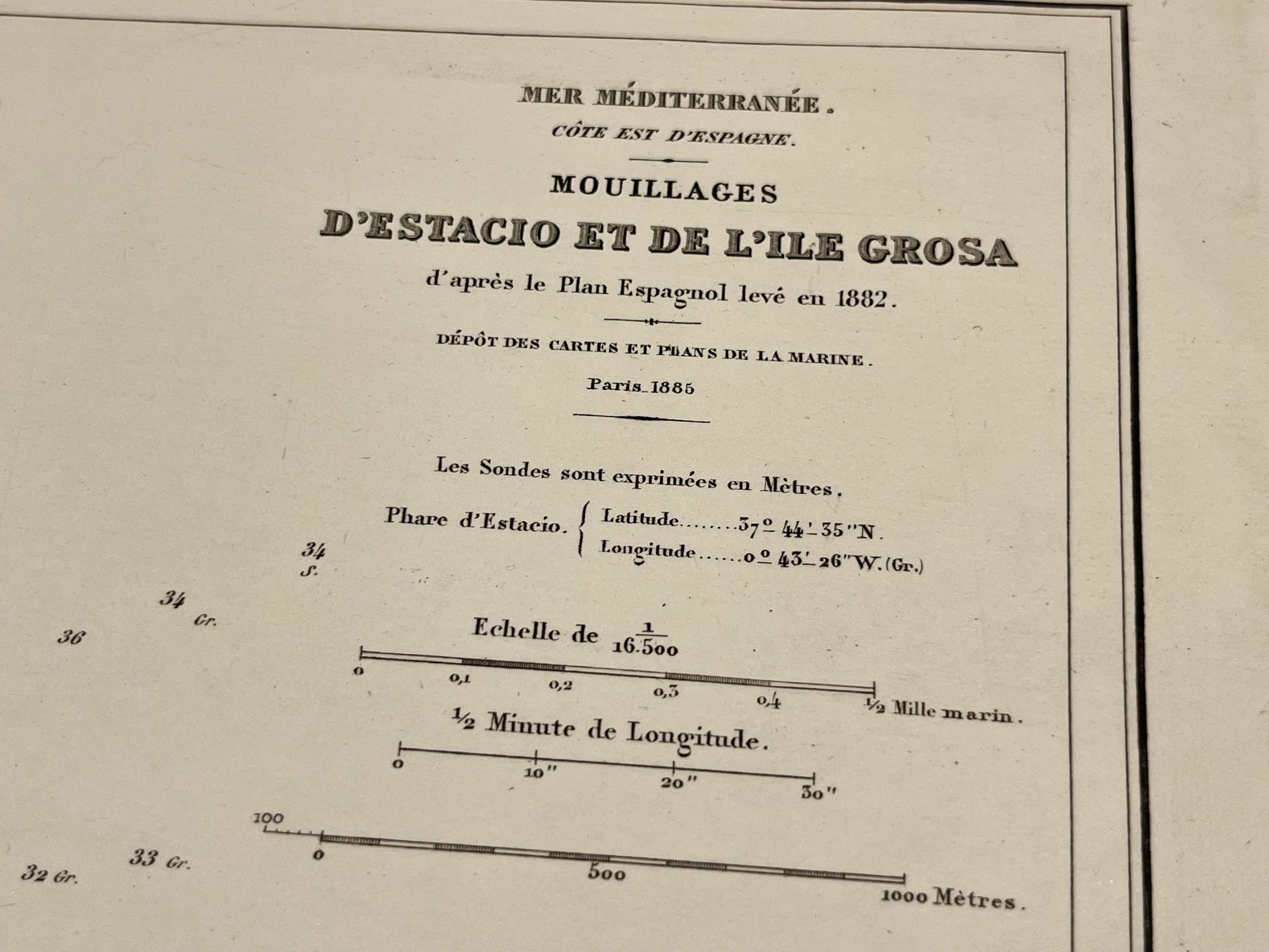 Carte marine ancienne Estacio Ile Grosa
