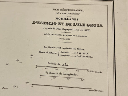 Carte marine ancienne Estacio Ile Grosa
