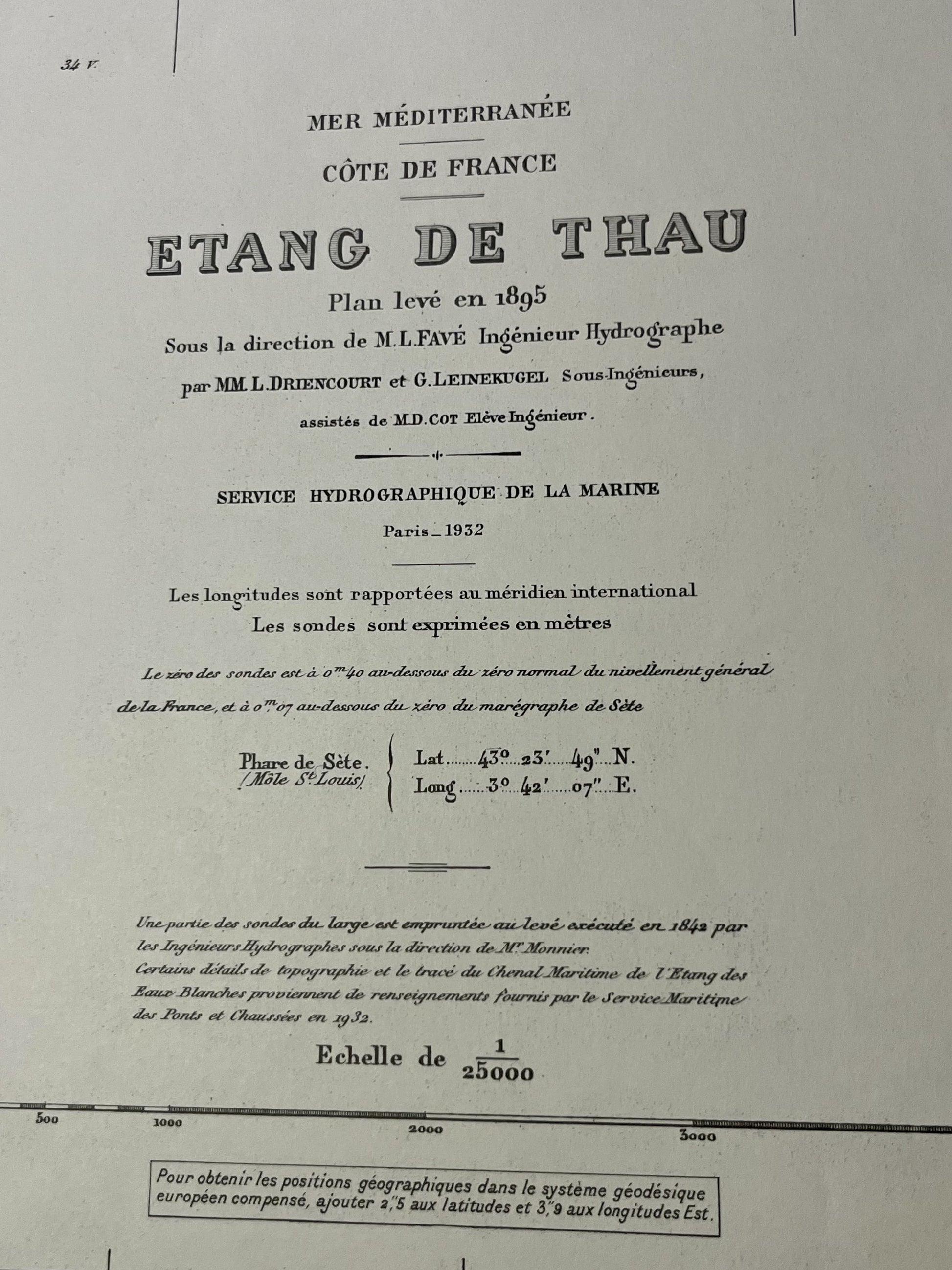 Carte marine ancienne Etang de Thau