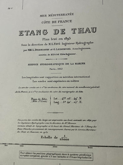 Carte marine ancienne Etang de Thau