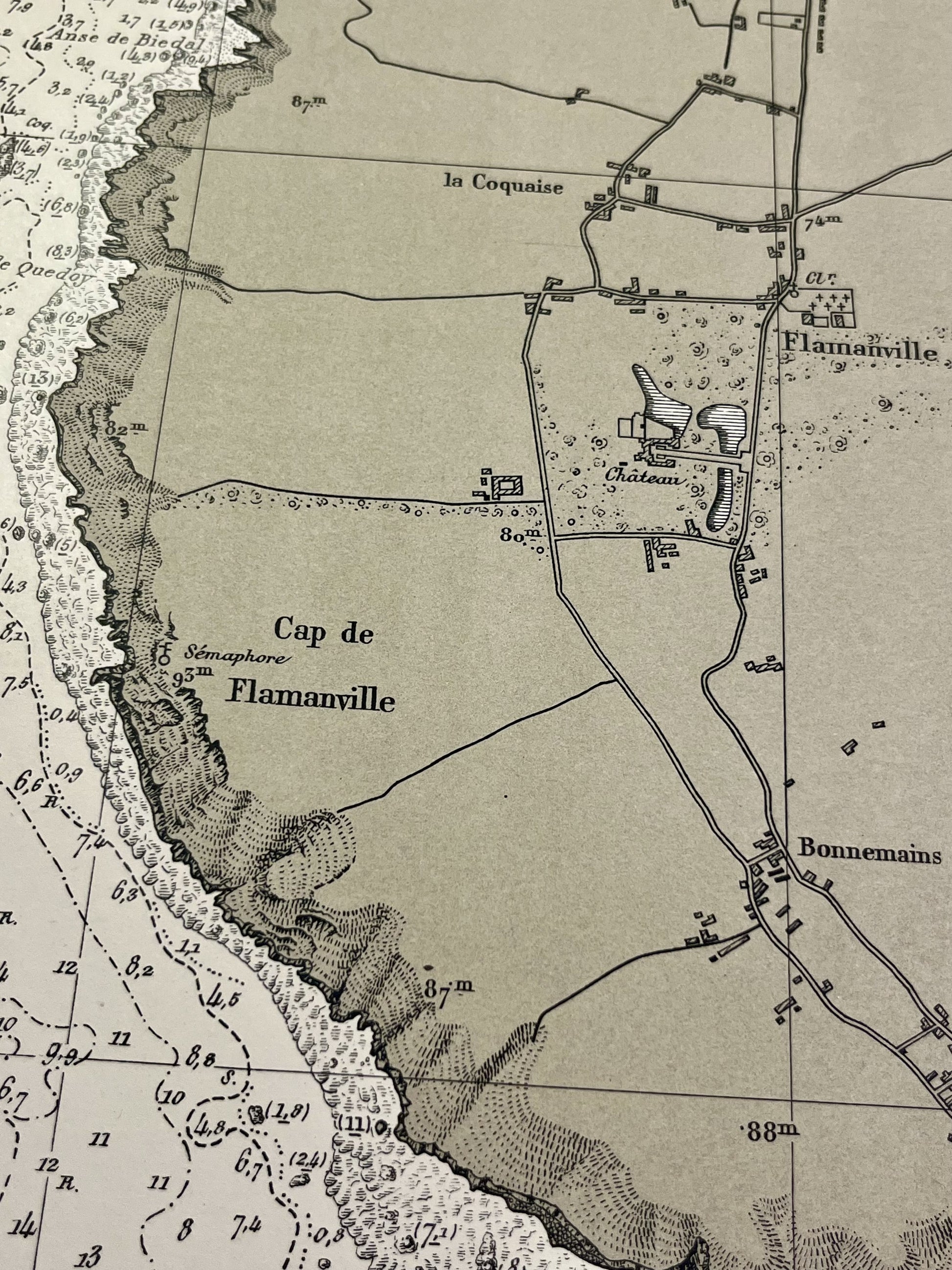 Carte marine ancienne Flamanville