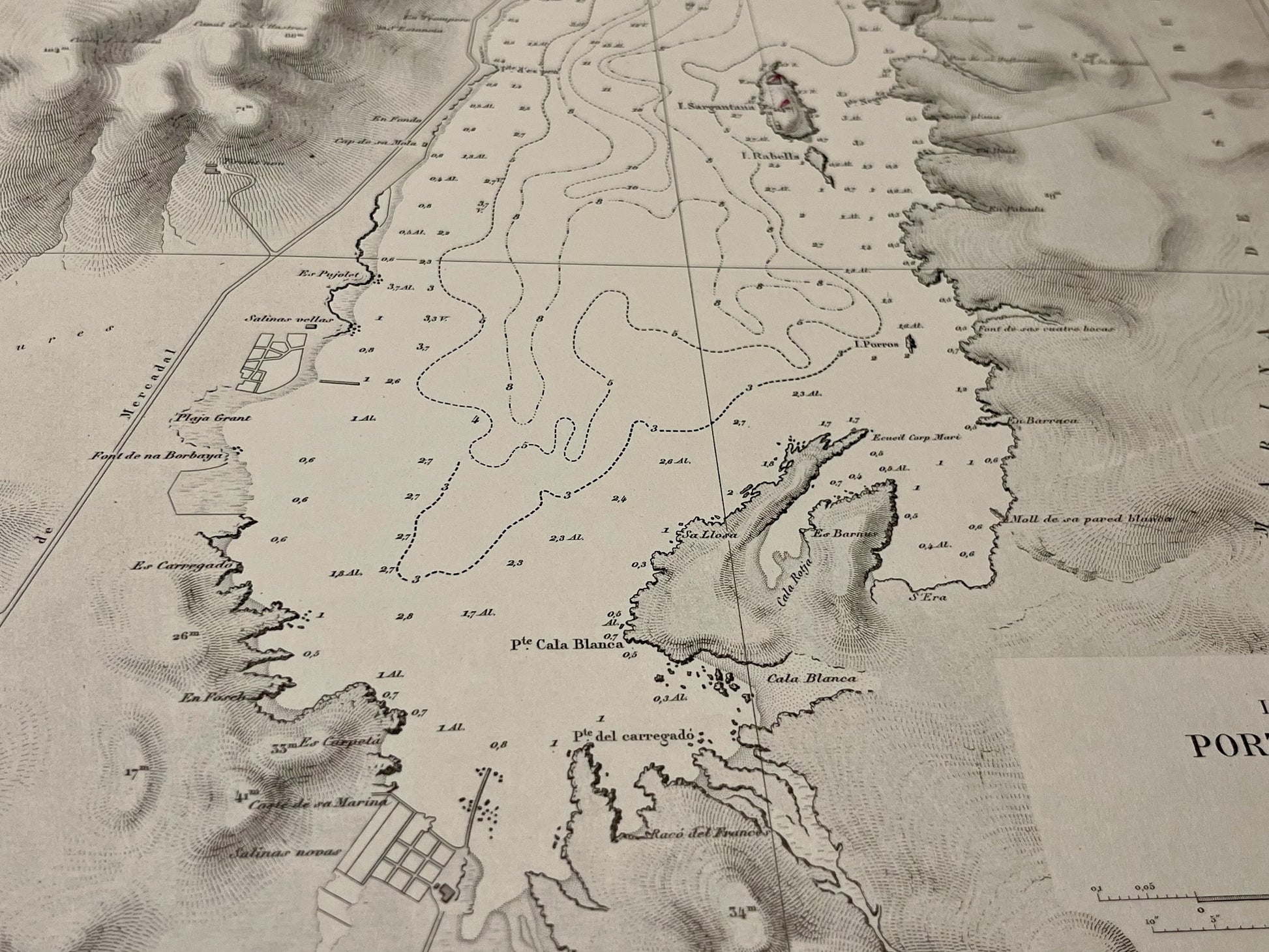 Carte marine ancienne Fornells Minorque