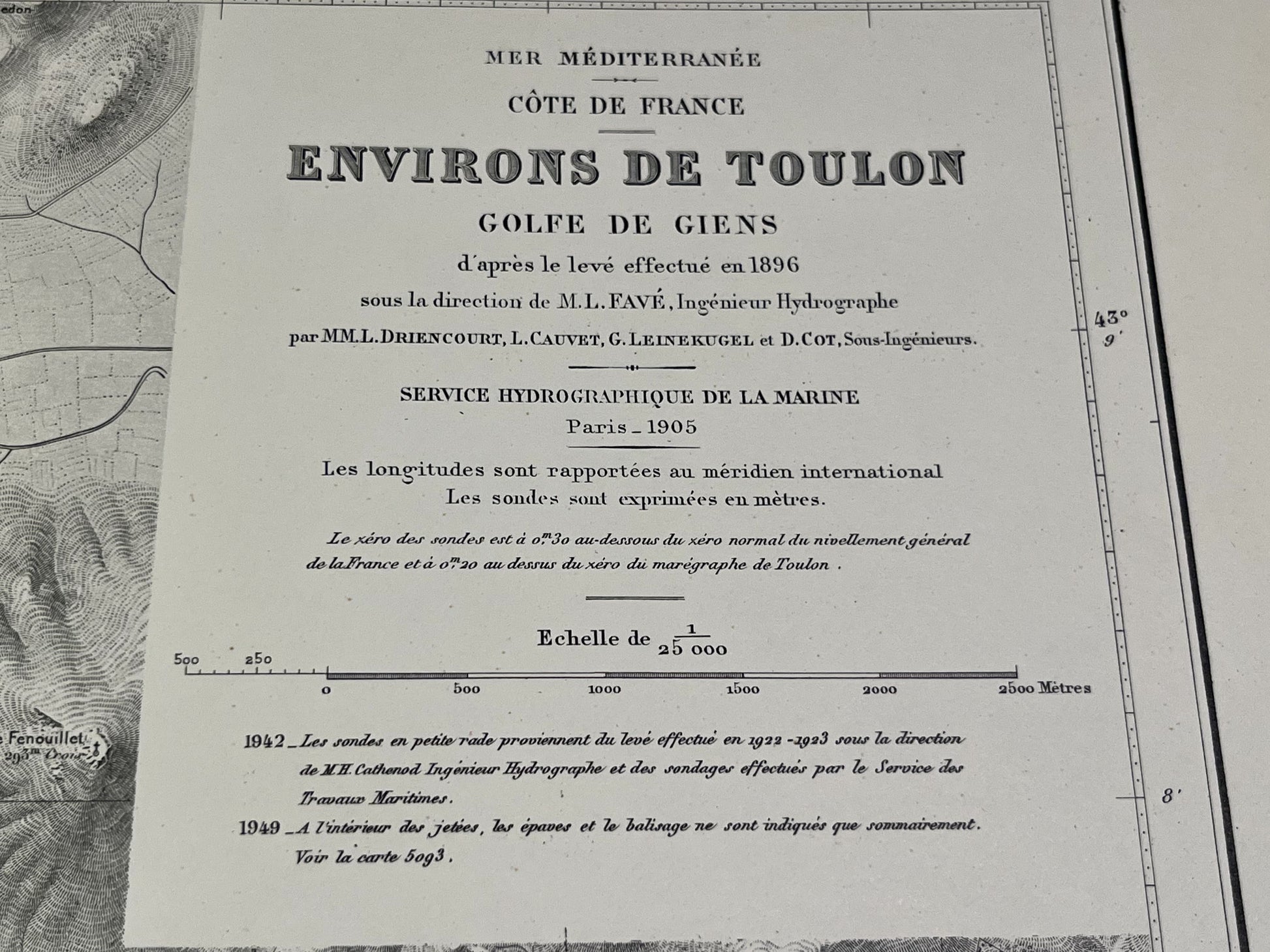 Carte marine ancienne Golfe de Giens Toulon