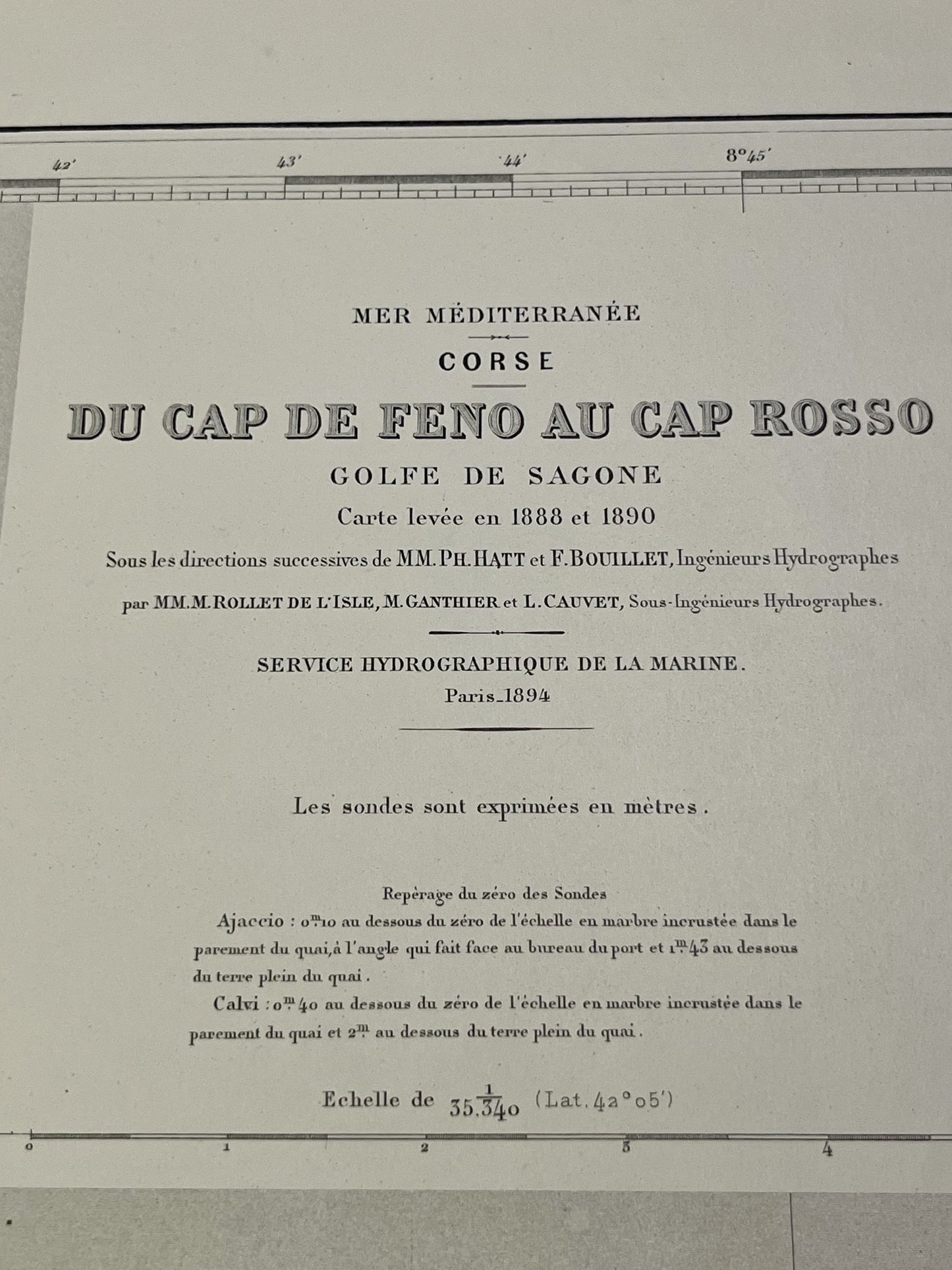 Carte marine ancienne Golfe de Sagone