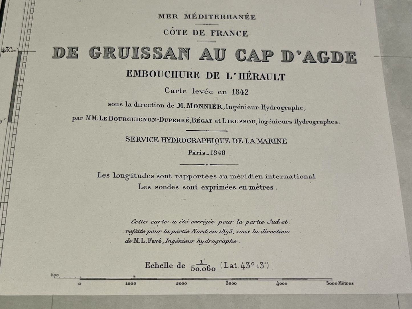 Carte marine ancienne Gruissan Agde