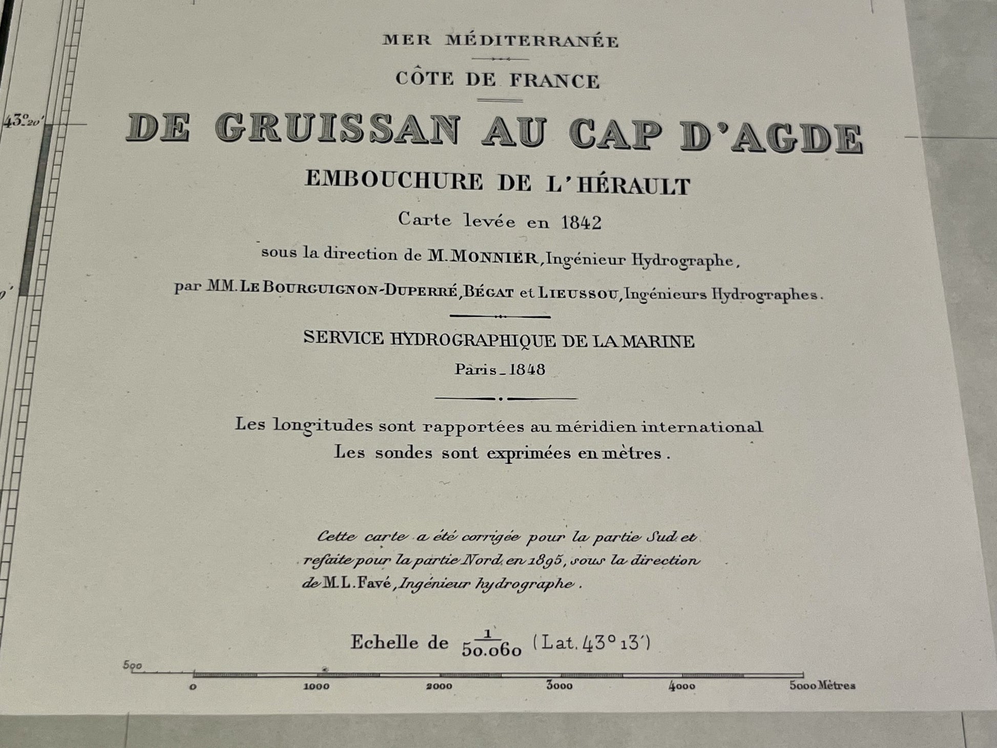 Carte marine ancienne Gruissan Agde