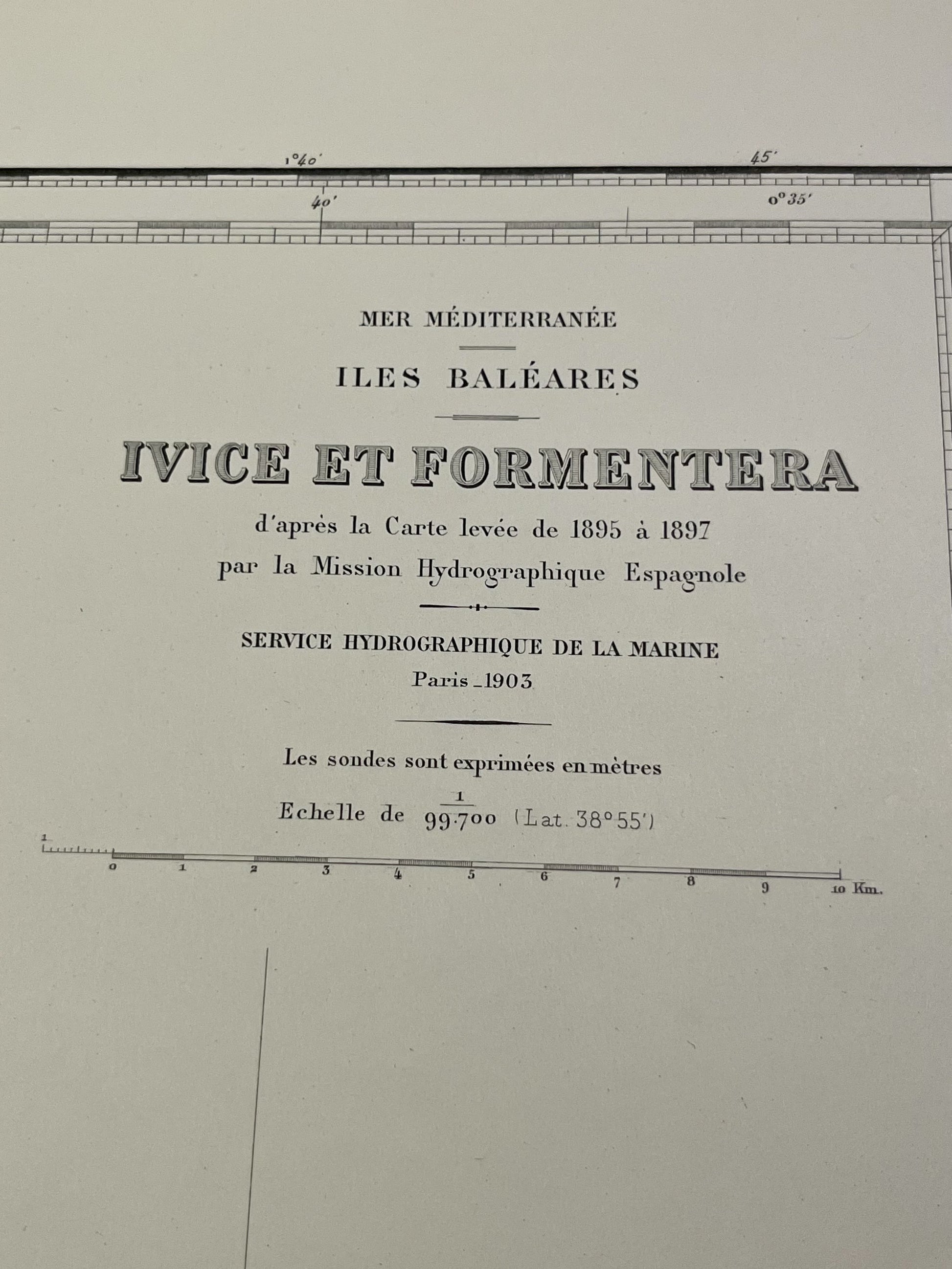 Carte marine ancienne Ibiza Formentera