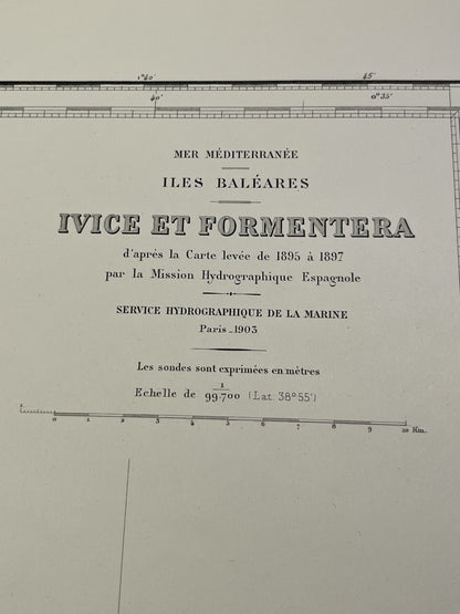 Carte marine ancienne Ibiza Formentera