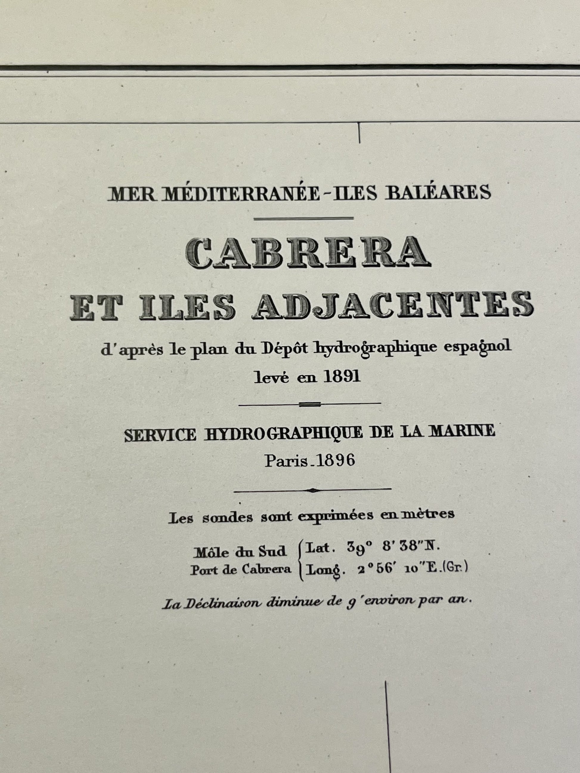 Carte marine ancienne Ile Cabrera
