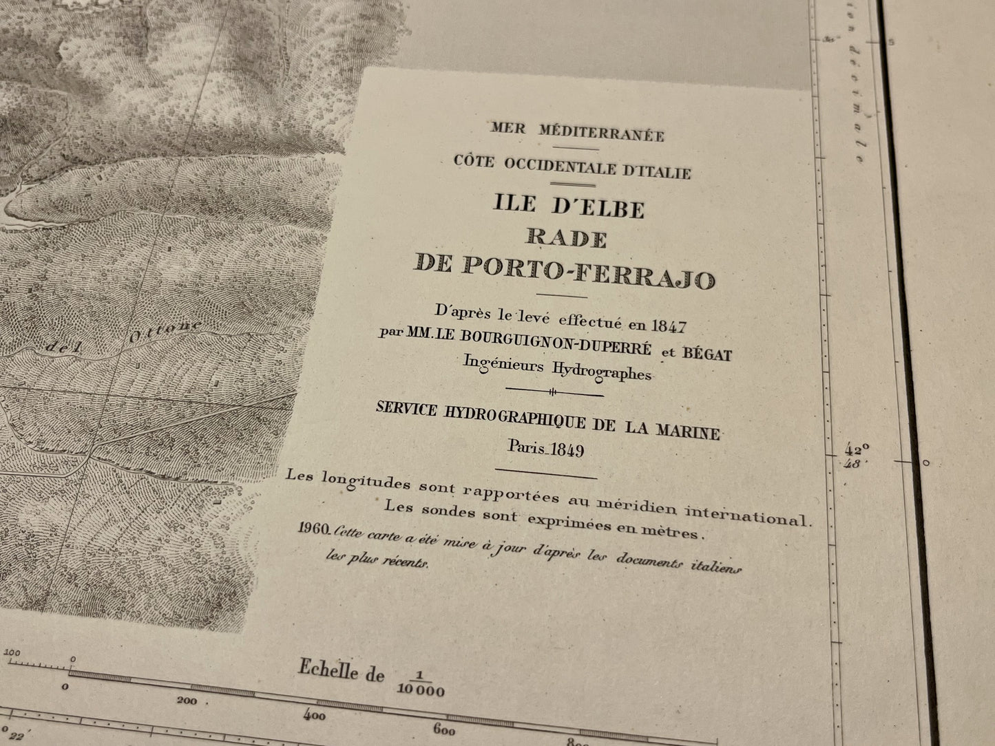 Carte marine ancienne Ile Elbe Portoferraio