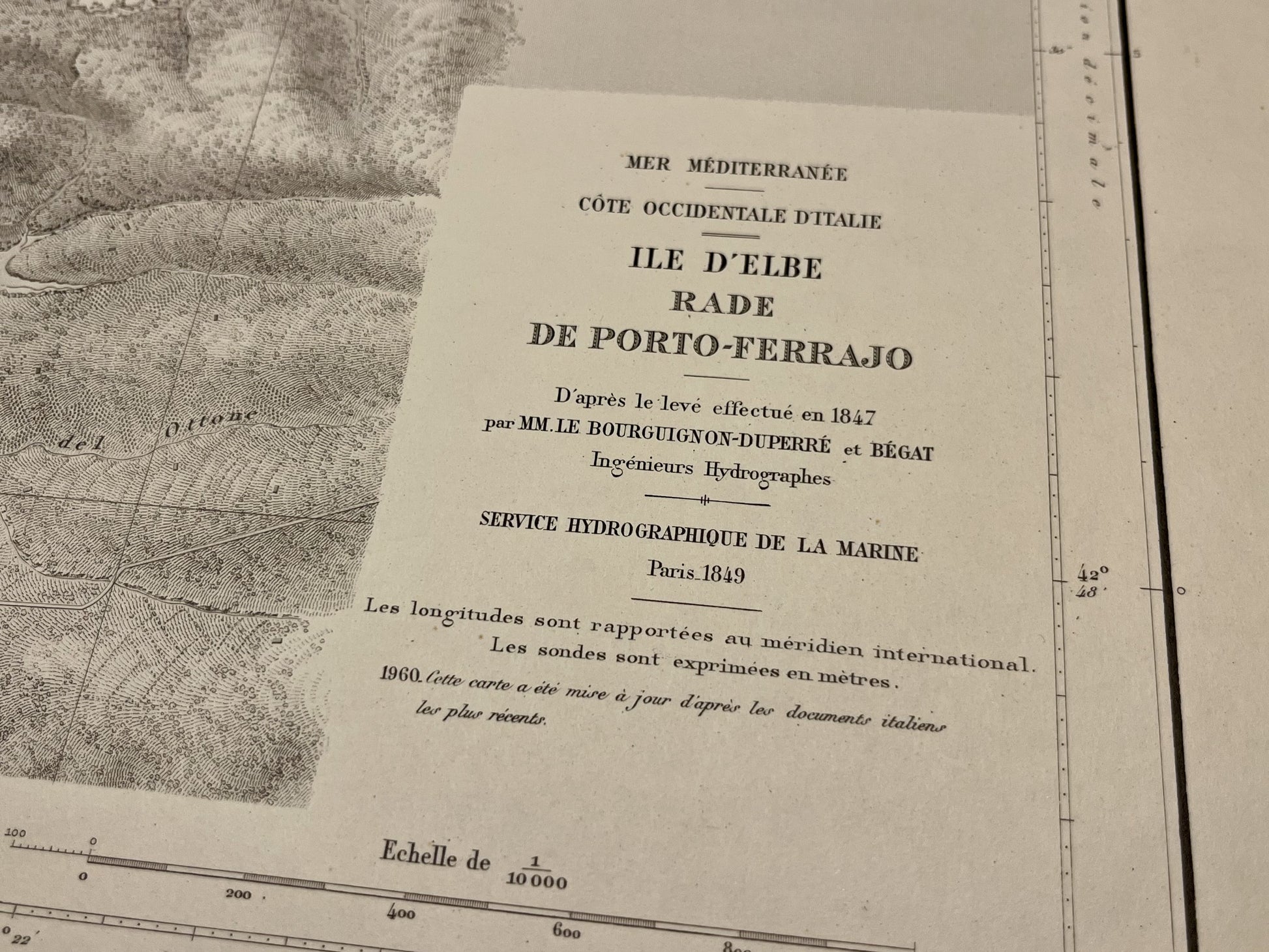 Carte marine ancienne Ile Elbe Portoferraio