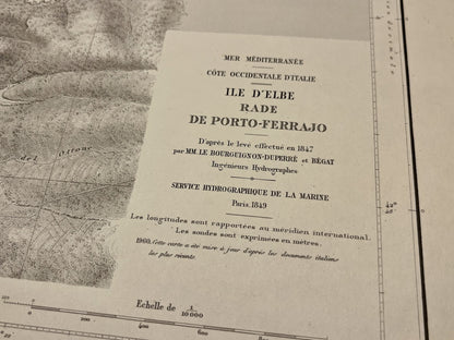 Carte marine ancienne Ile Elbe Portoferraio