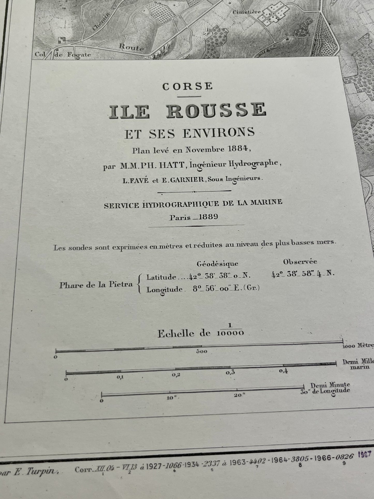 Carte marine ancienne Ile Rousse Corse
