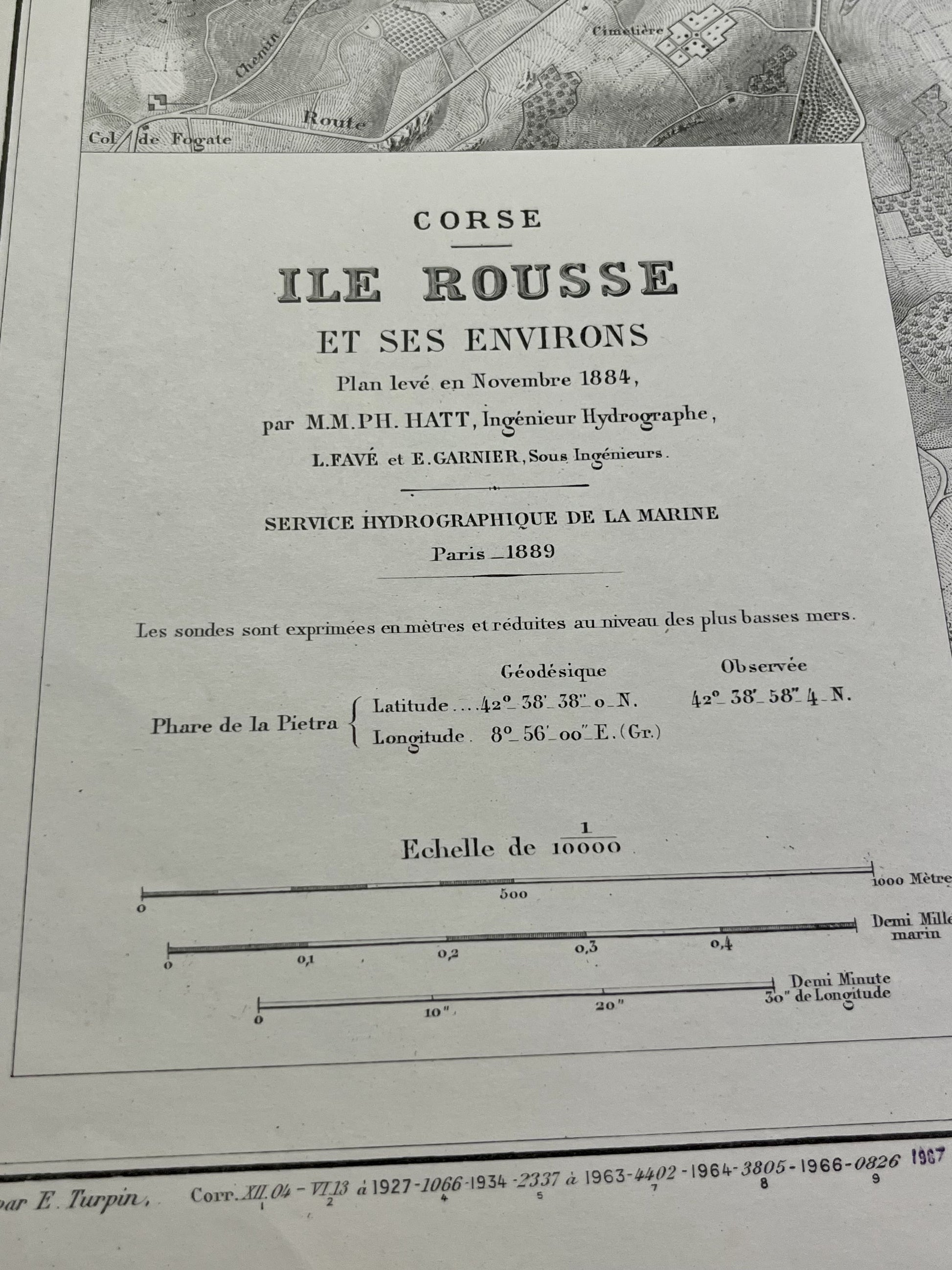 Carte marine ancienne Ile Rousse Corse