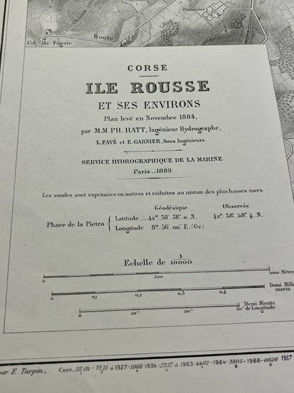 Carte marine ancienne Ile Rousse Corse