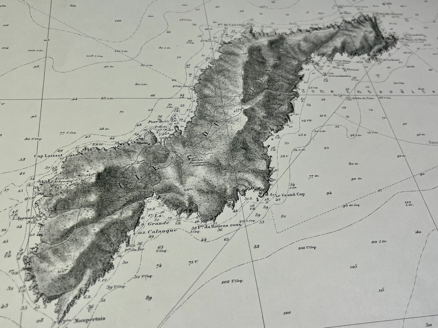 Carte marine ancienne Ile du Levant Var