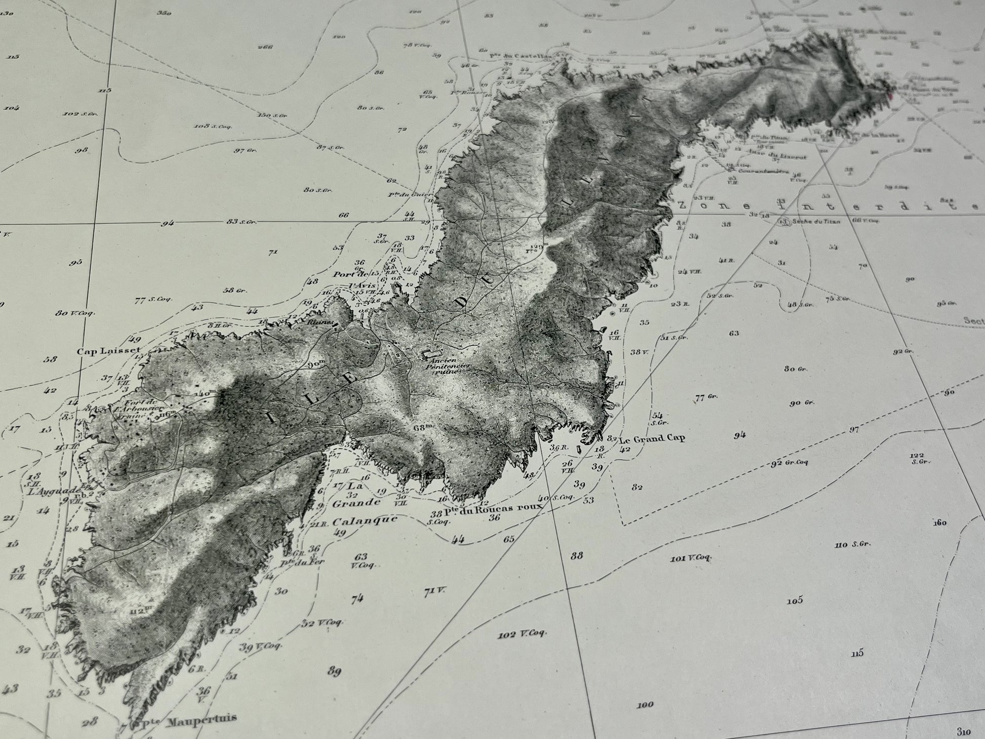 Carte marine ancienne Ile du Levant Var