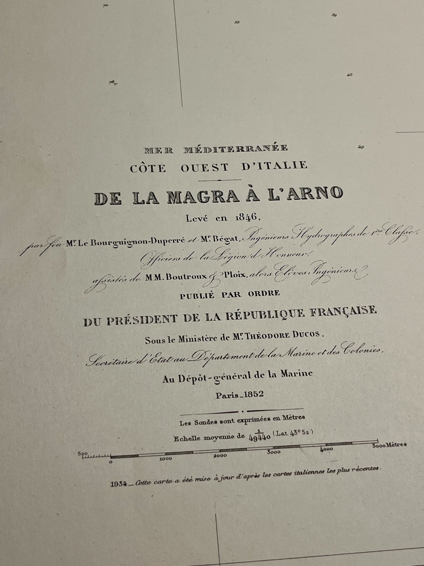 Carte marine ancienne Magra Arno Italie