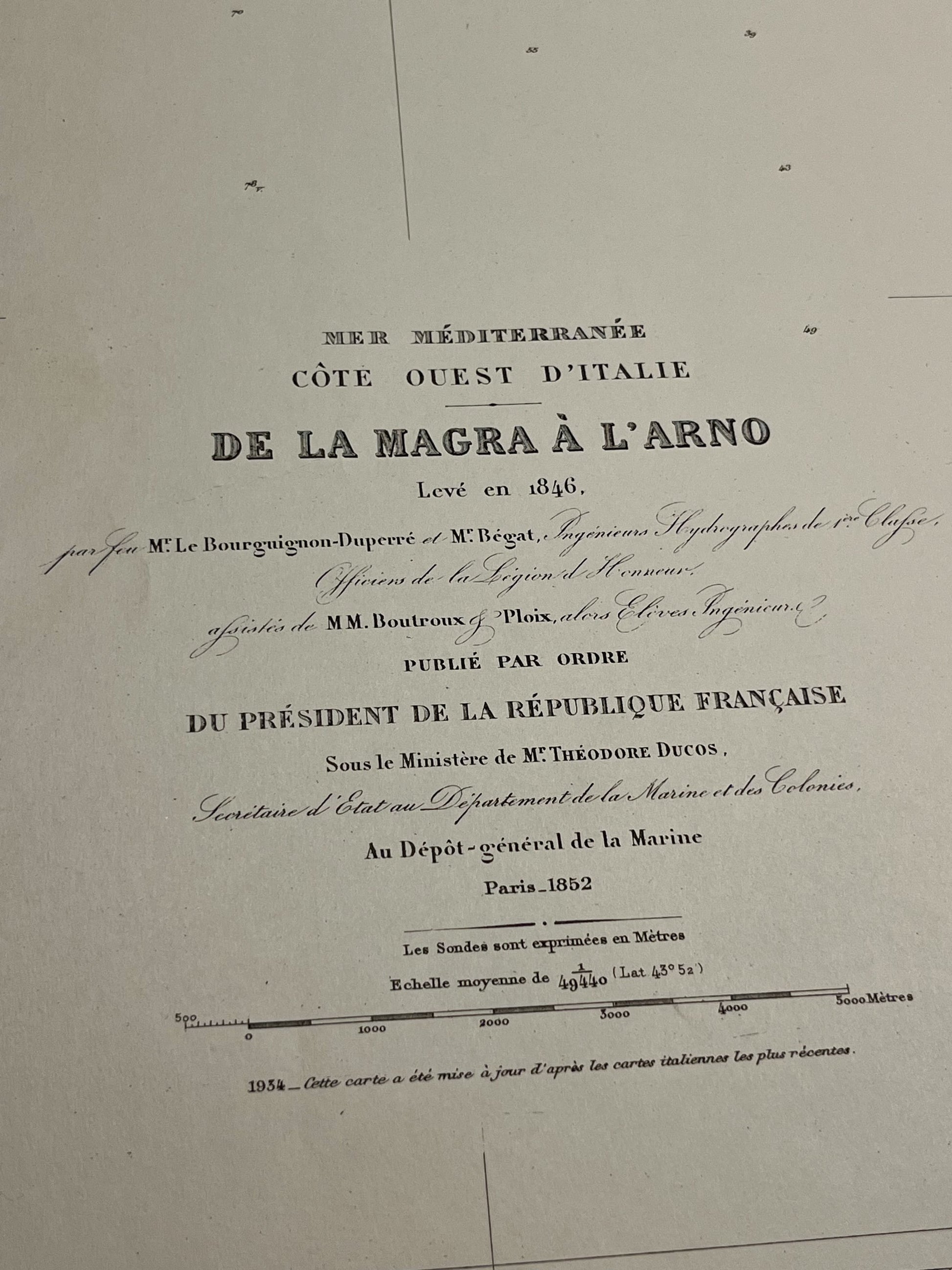 Carte marine ancienne Magra Arno Italie