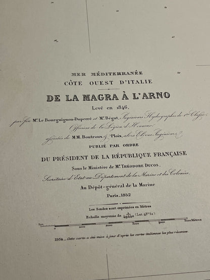Carte marine ancienne Magra Arno Italie