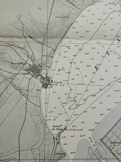 Carte marine ancienne Marseillan Etang de Thau