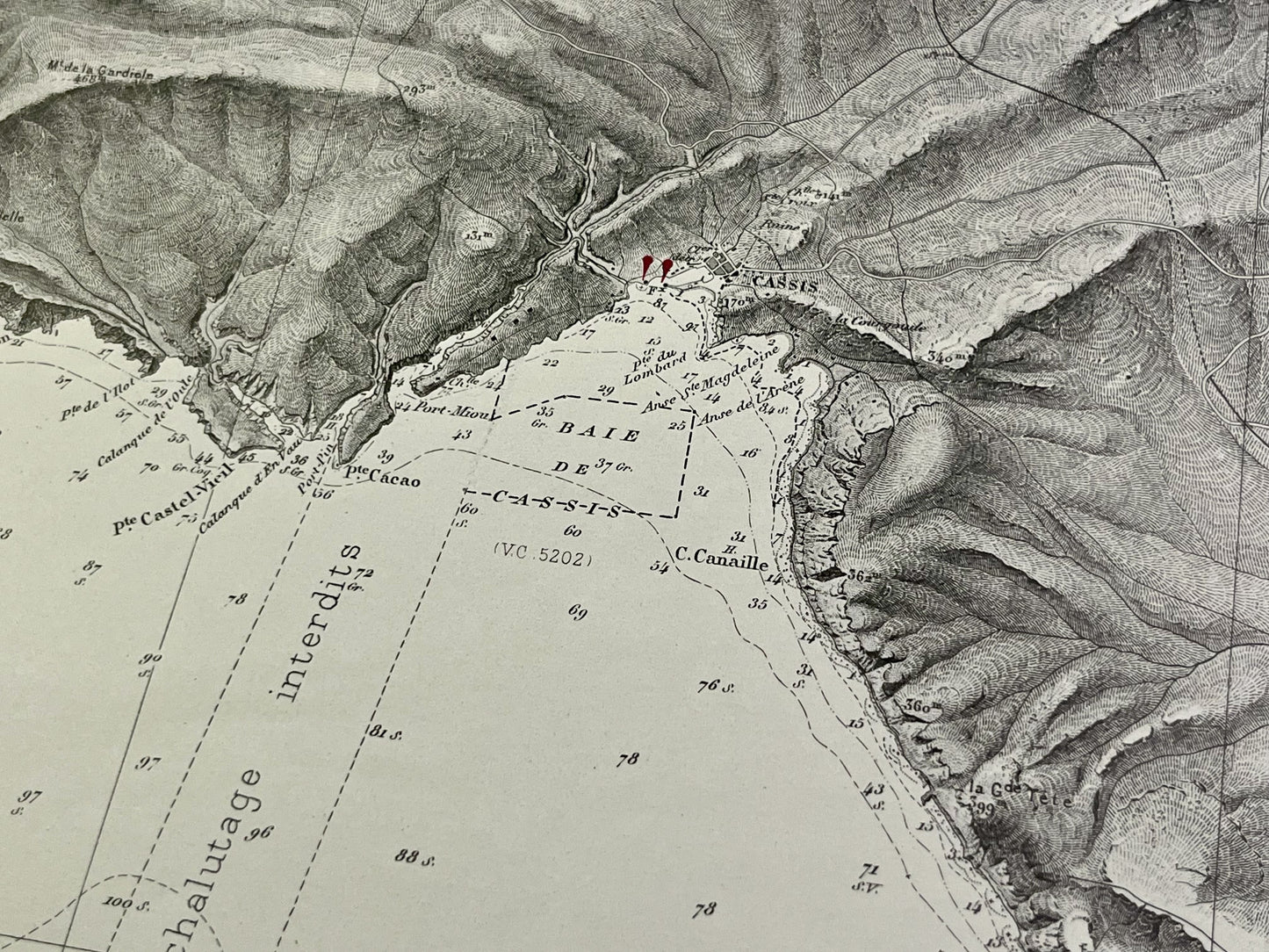 Carte marine ancienne Marseille Cassis