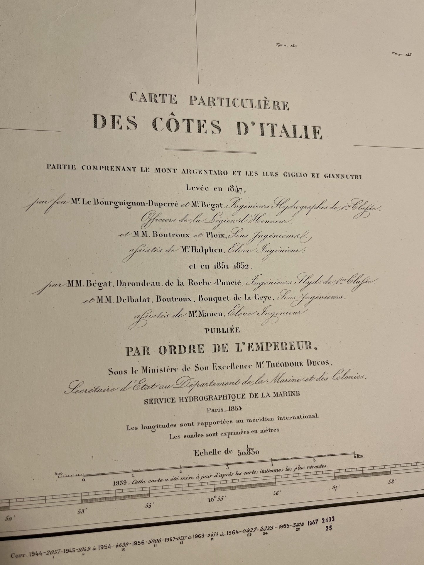 Carte marine ancienne Mont Argentaro Giglio Giannutri