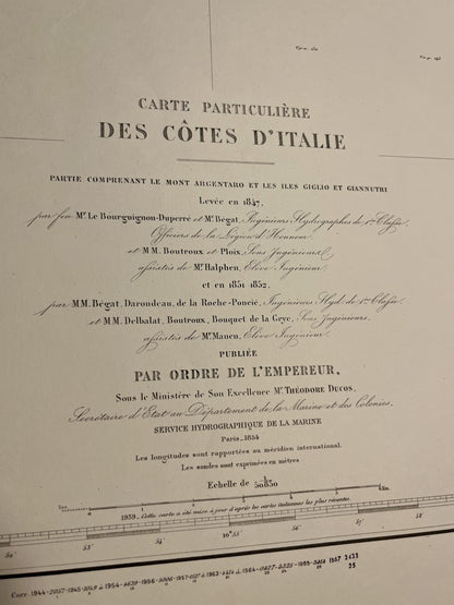Carte marine ancienne Mont Argentaro Giglio Giannutri