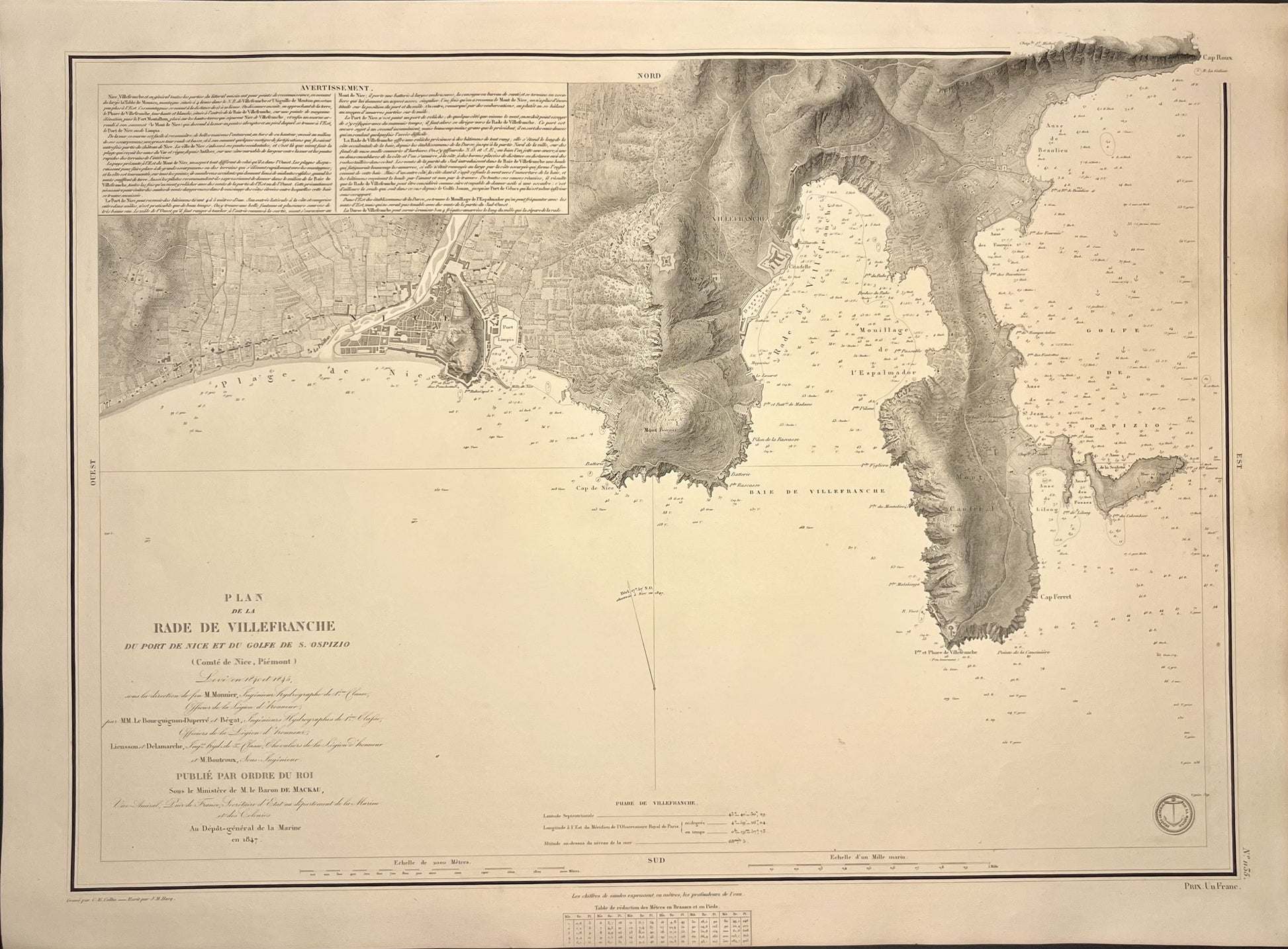 Carte marine ancienne Nice