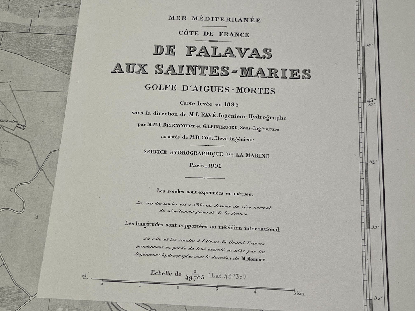 Carte marine ancienne Palavas aux Saintes-Maries-de-la-Mer