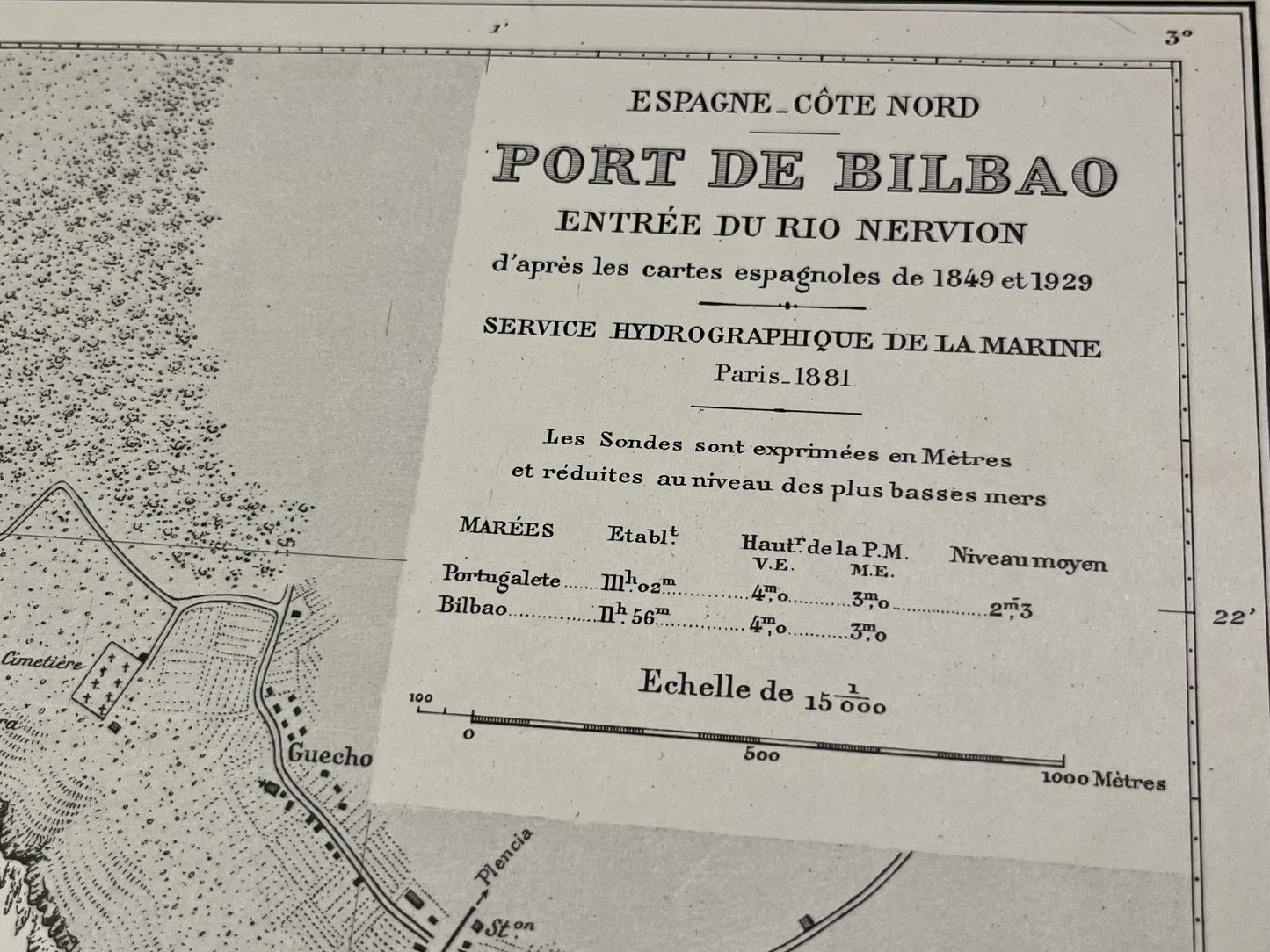 Carte marine ancienne Port Bilbao