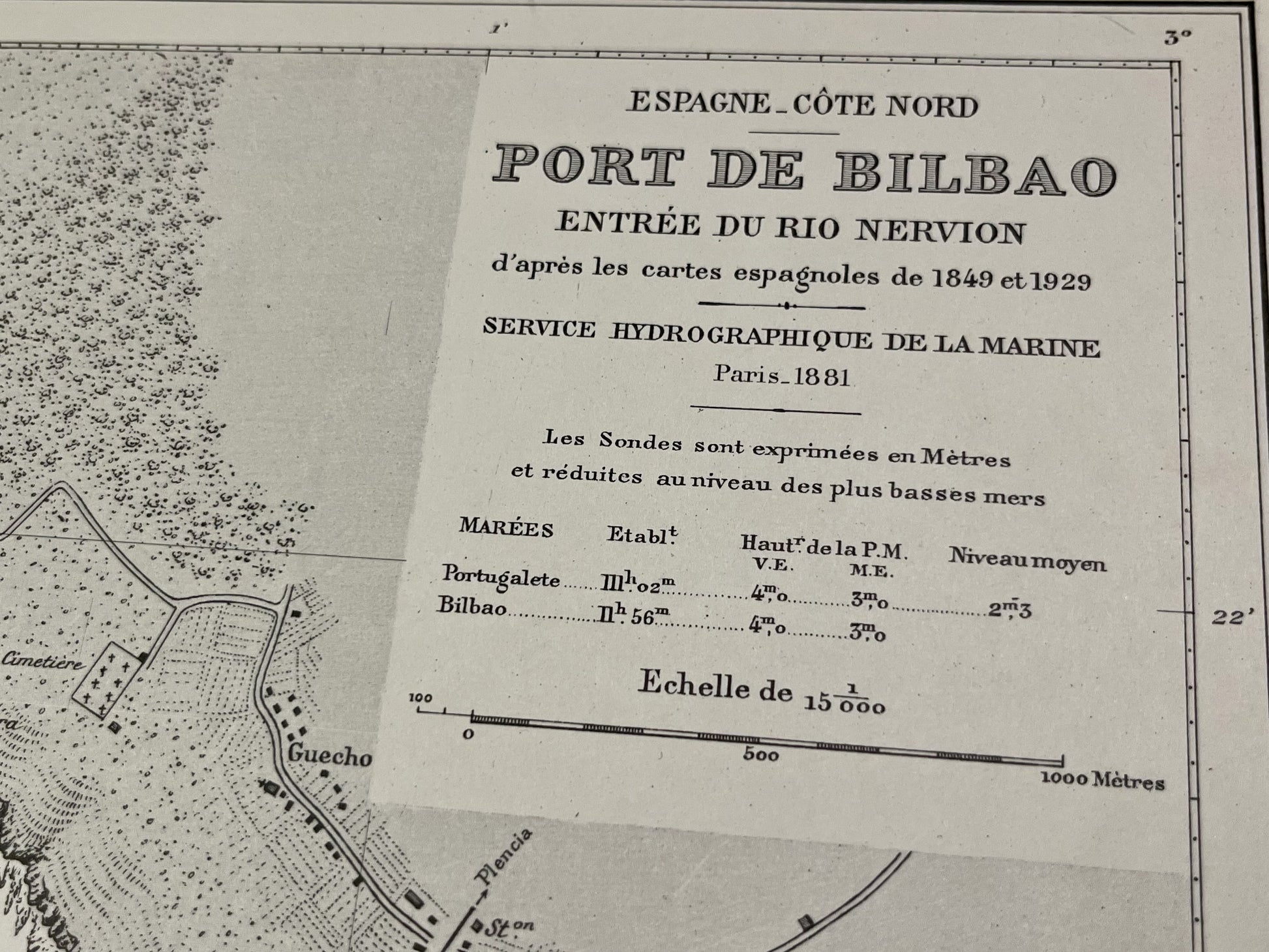 Carte marine ancienne Port Bilbao