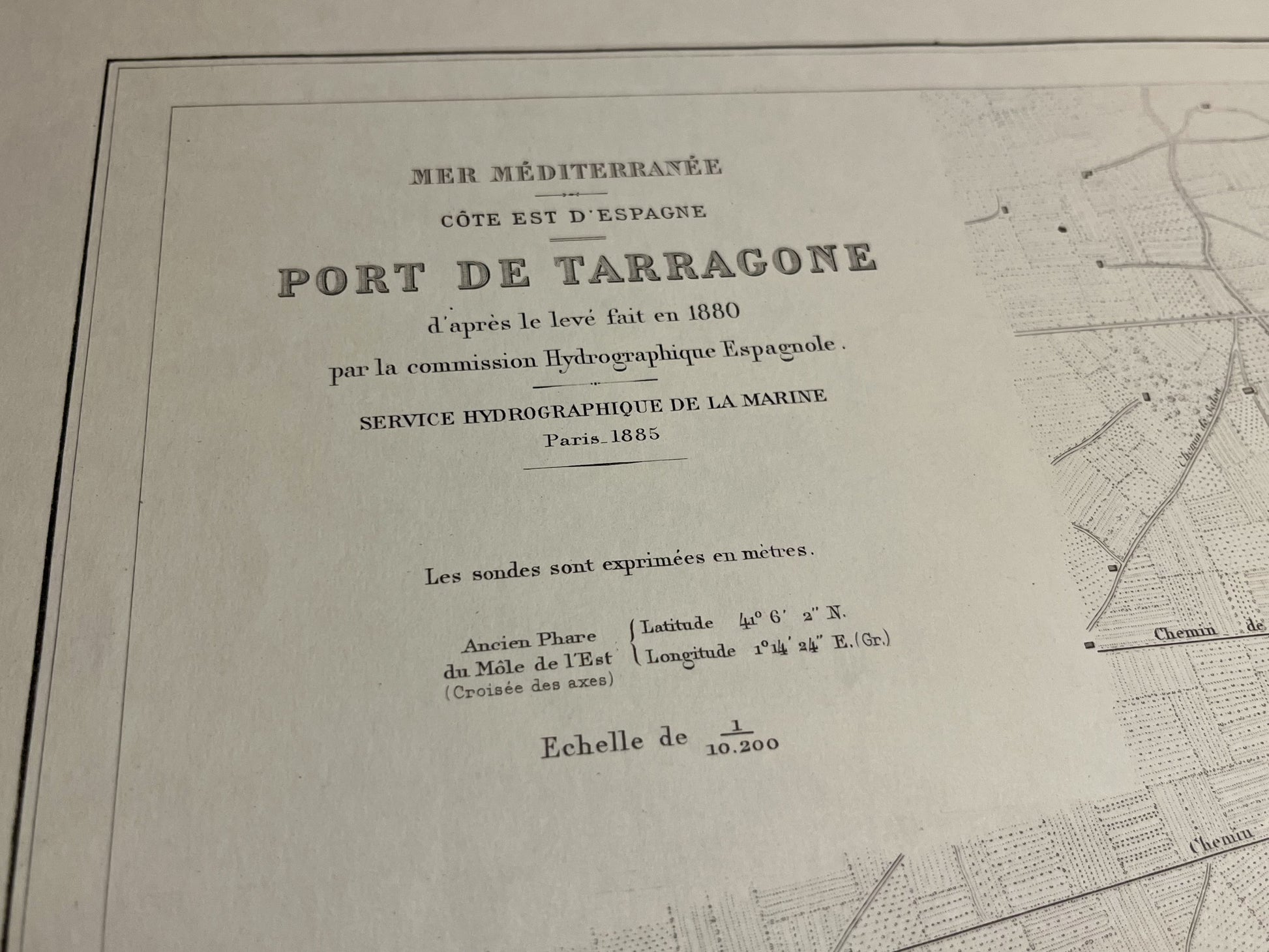 Carte marine ancienne Port Tarragone