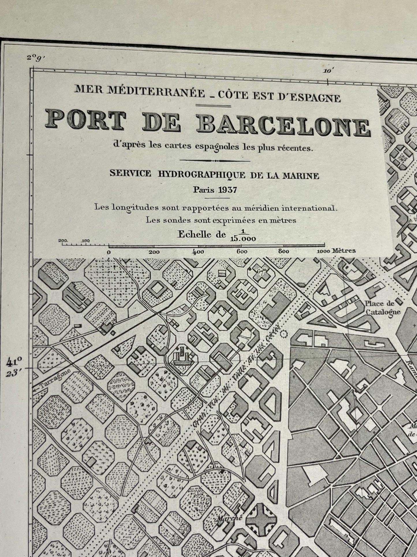 Carte marine ancienne Port de Barcelone