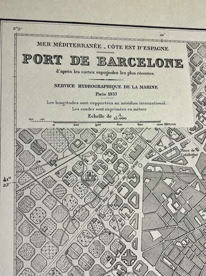 Carte marine ancienne Port de Barcelone
