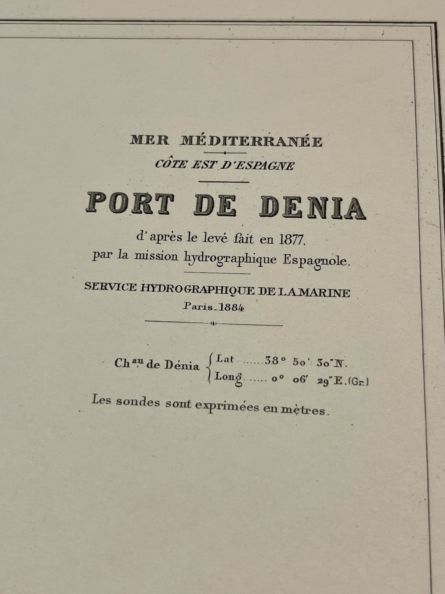 Carte marine ancienne Port de Denia Espagne