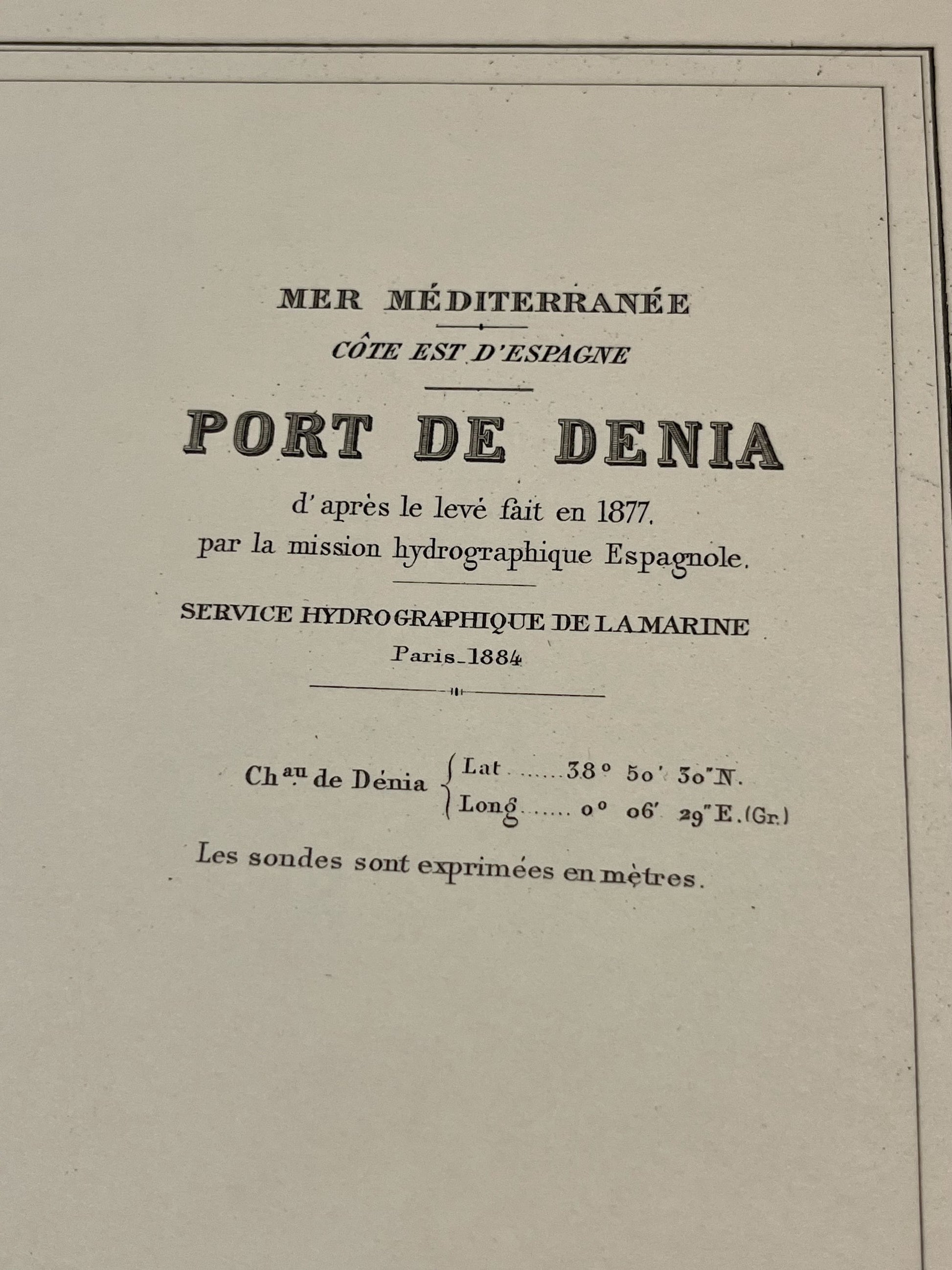 Carte marine ancienne Port de Denia Espagne