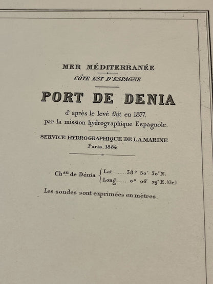 Carte marine ancienne Port de Denia Espagne
