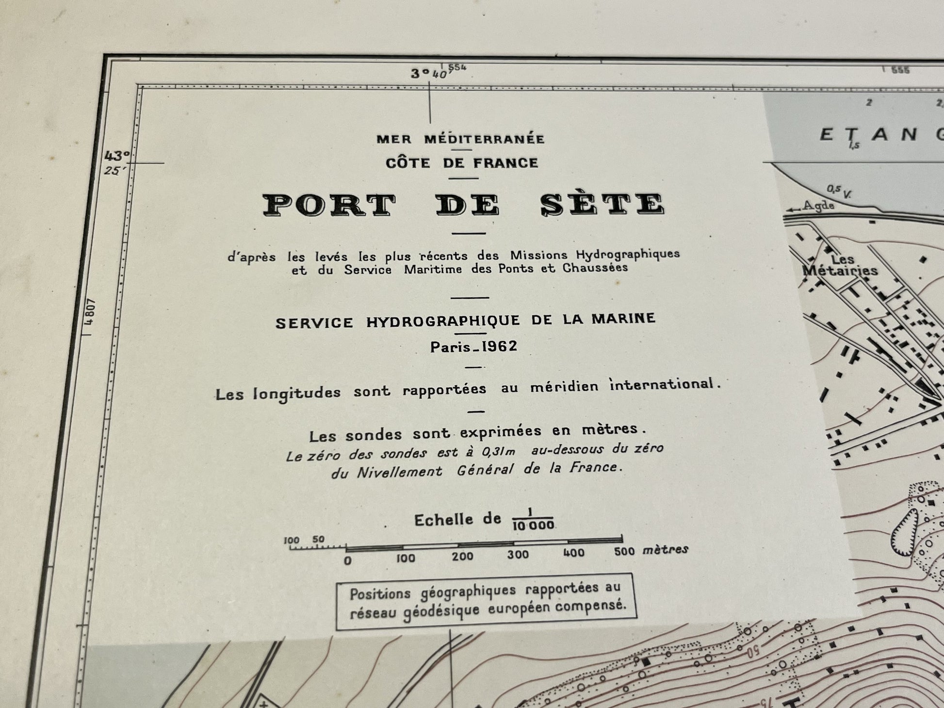 Carte marine ancienne Port de Sete