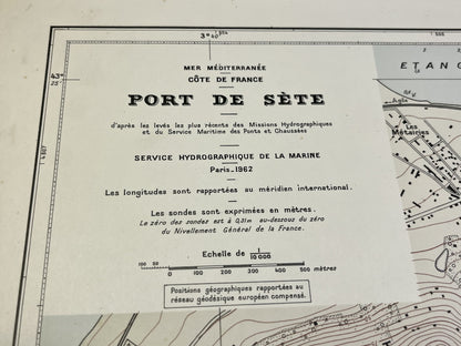 Carte marine ancienne Port de Sete