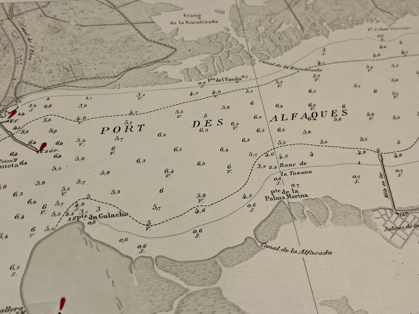 Carte marine ancienne Port des Alfaques