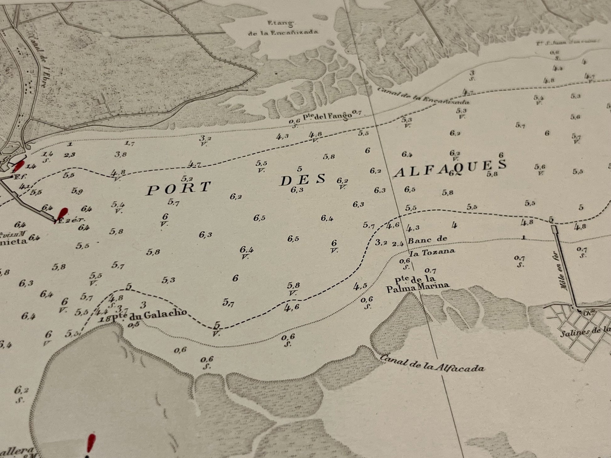 Carte marine ancienne Port des Alfaques