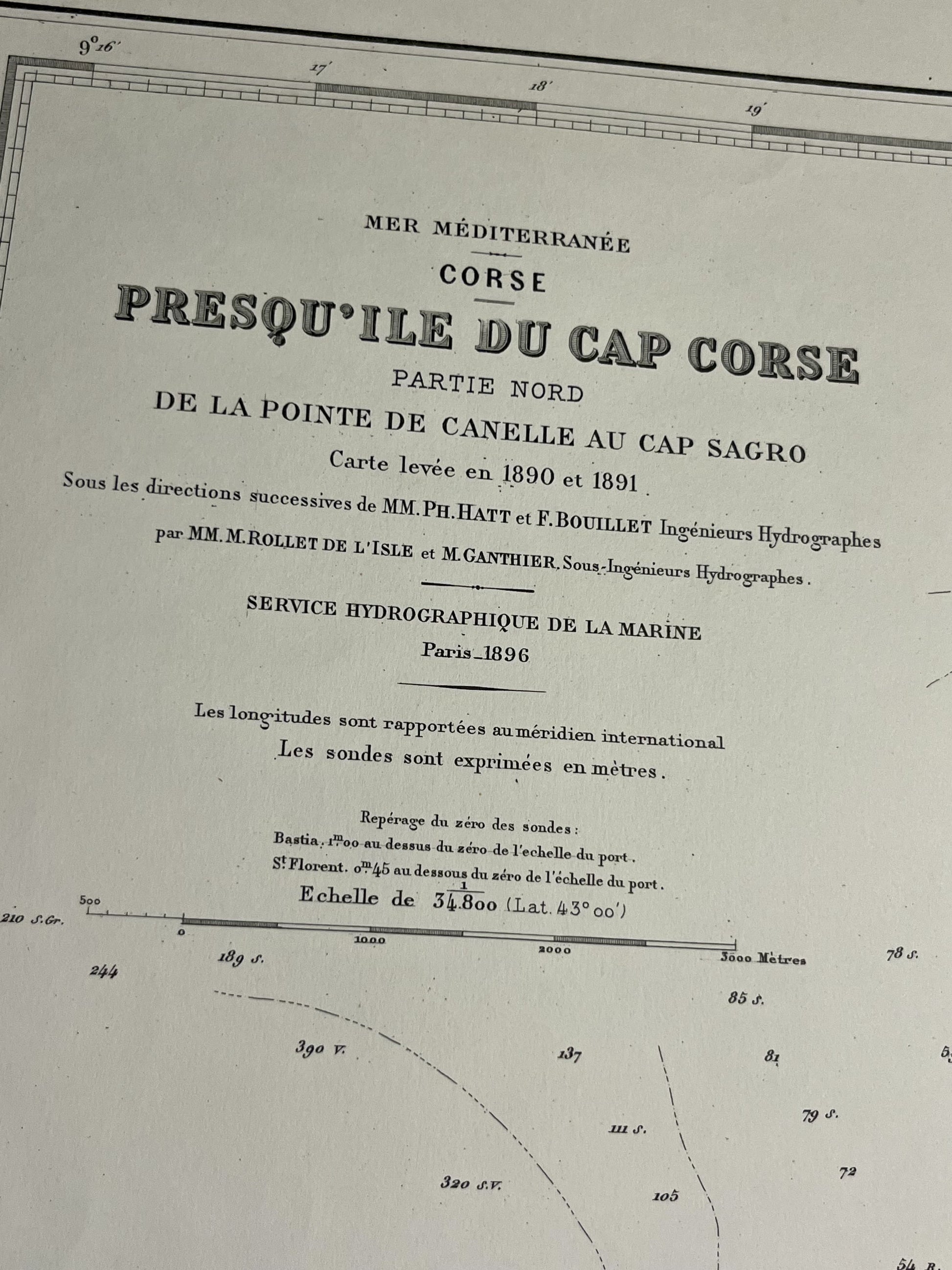 Carte marine ancienne Presqu ile Cap Corse