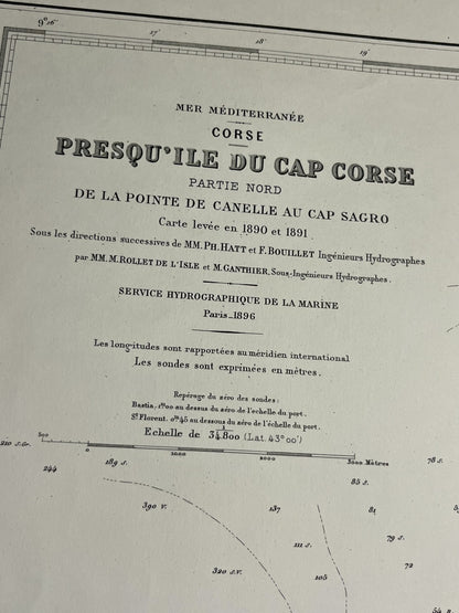 Carte marine ancienne Presqu ile Cap Corse